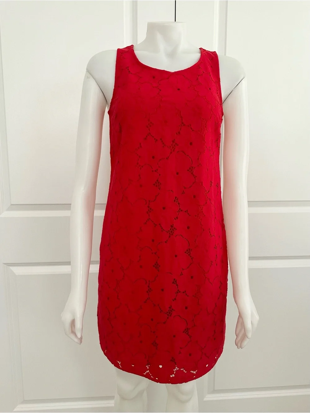 Banana Republic Vibrant Red Floral Lace Sleeveless Shift Dress - Americana - Picture 3 of 17